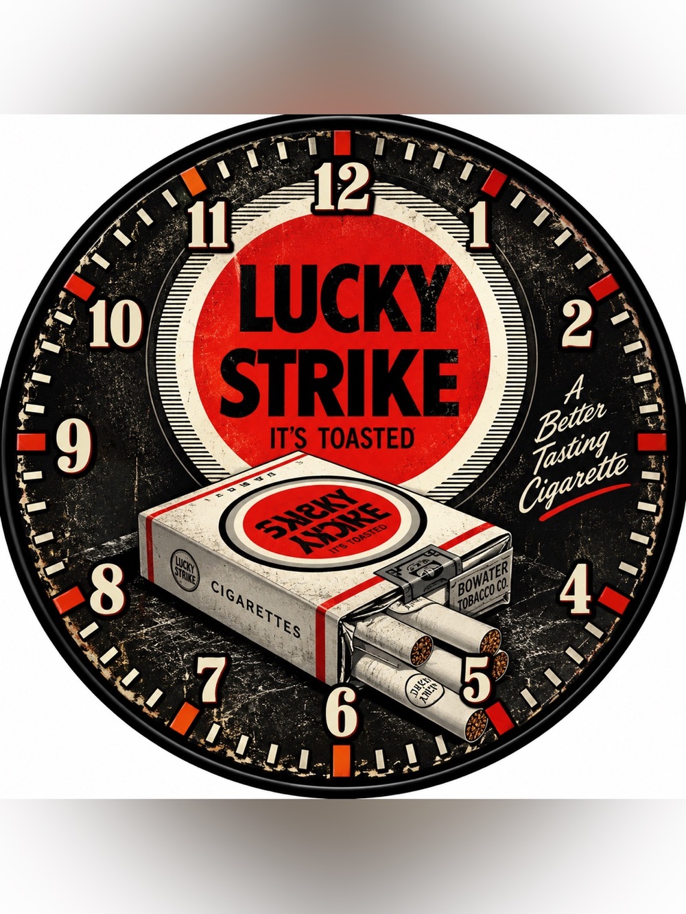 Red Retro Wall Clock Art Print